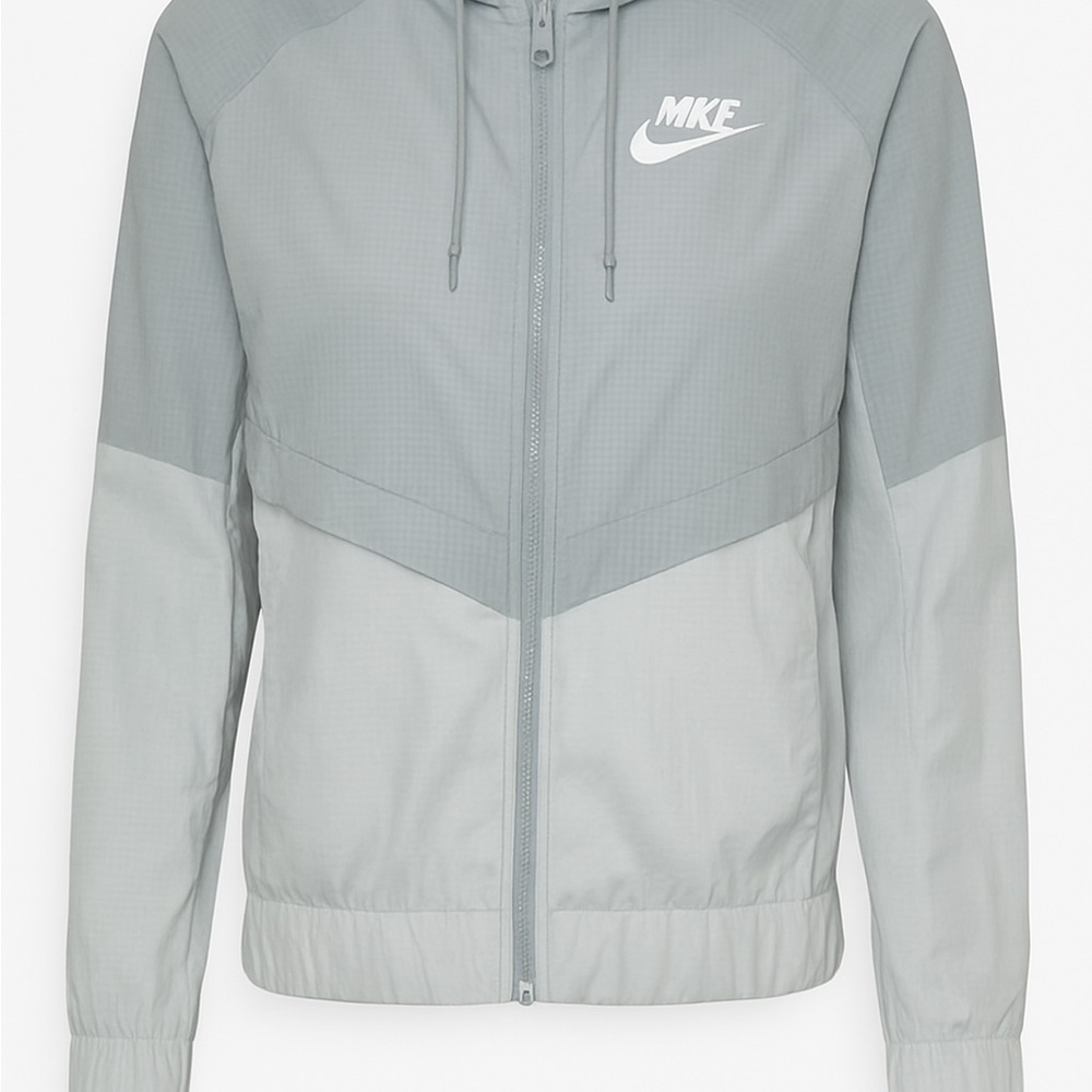 Nike Gray Windbreaker Jacket with Chevron Design